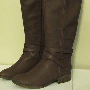 Ladies Brown Tall Leather zipper boot w/ anklet